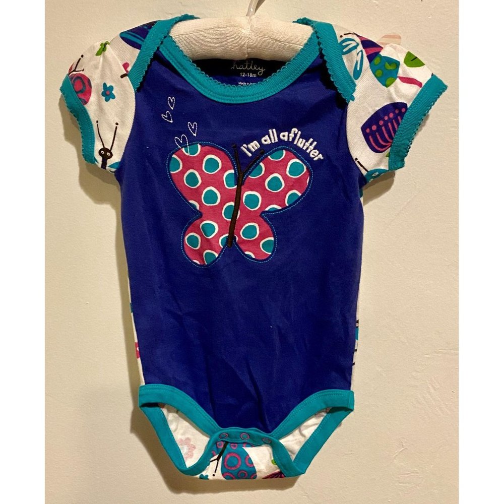 Hatley Girls Embroidered Butterfly Purple Onsie 12